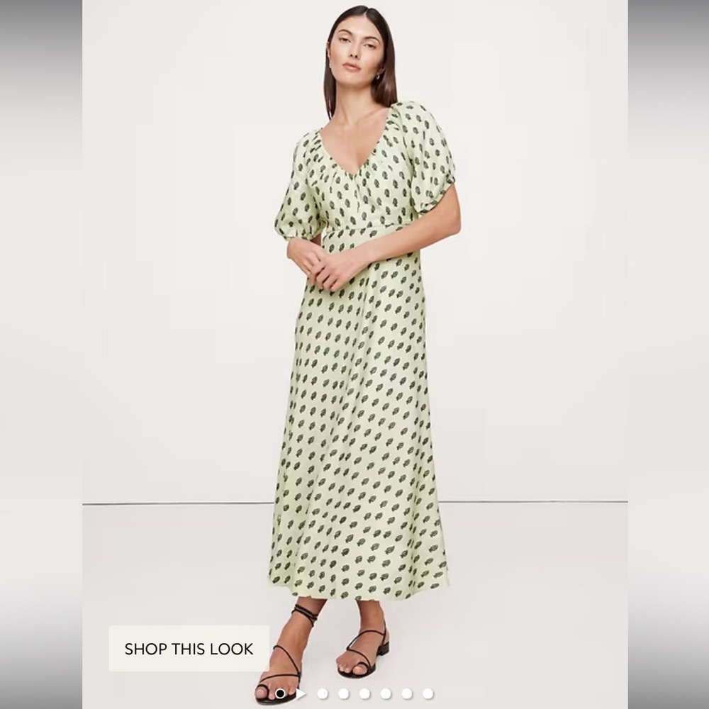 Banana Republic Green Polka Dot Midi Dress